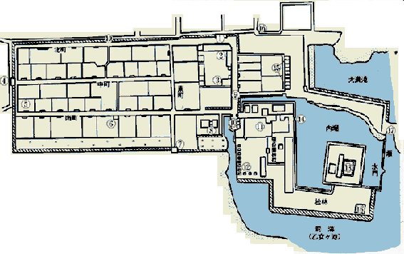 大溝城武家屋敷地図(明治時代の状況を写したもの)